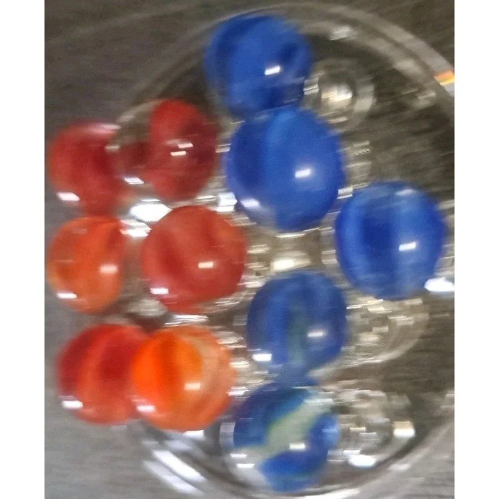 Lot Of 11 Estate Sale Marbles‎ Blues And Orange Cats Eyes